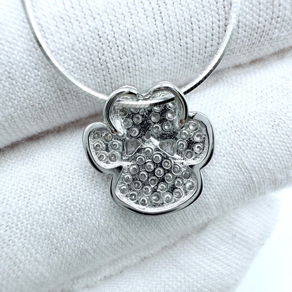 .925 Sterling Silver Cz Paw Print Necklace - Picture 10 of 16